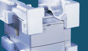 Photograph of a printer protected by EPS packaging